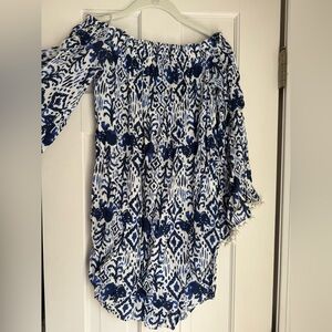 Lilly Pulitzer Blue and White Smocked Dress With PomPom sleeves. Size XS